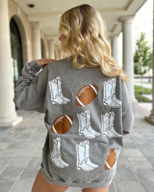 Comfy Football + Boots (On Back) PULLOVER (Ships 9/30) - Live Love Gameday®