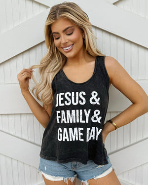 JESUS & FAMILY & GAME DAY Mineral-Dipped Tank - Live Love Gameday®