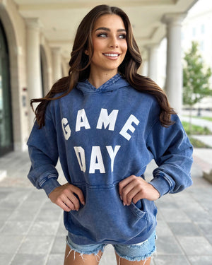 Blue Mineral Wash GAME DAY Hoodie (Ships 9/30) - Live Love Gameday®