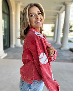Baseball Red Corduroy Jacket (Ships Approx. 11/30) - Live Love Gameday®