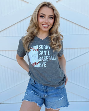 V-Neck SORRY. CAN’T. BASEBALL. Comfy Basic Tee - Live Love Gameday®