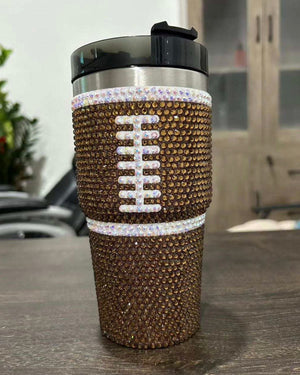 20 Oz. Crystal Football "Blinged Out" Tumbler (Pre-Order Ships 9/15) - Live Love Gameday®