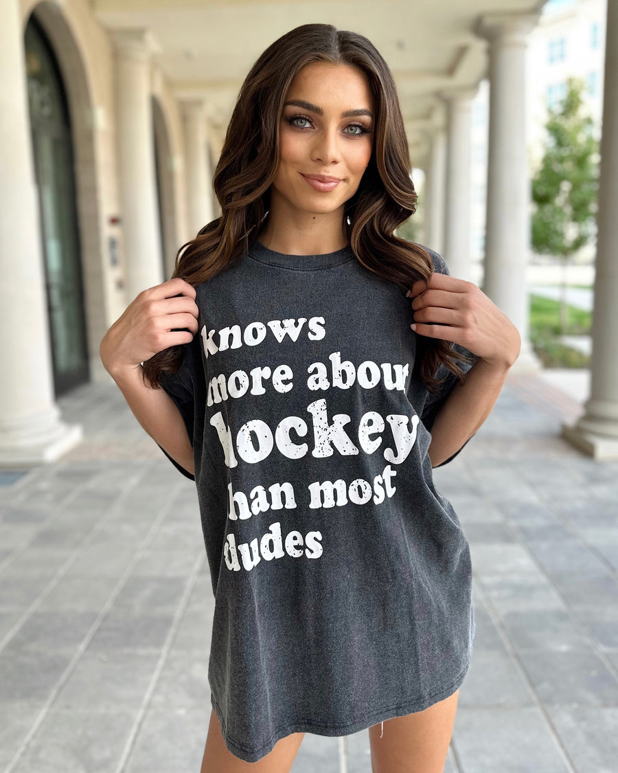 Knows More About HOCKEY Than Most Dudes Comfy Tee (Ships 9/30) - Live Love Gameday®