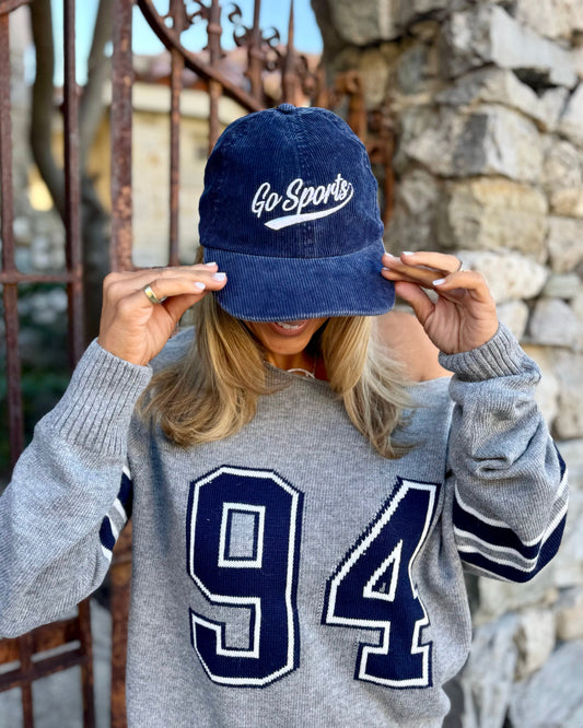 Navy Gameday Go Sports Embroidered Corduroy Cap