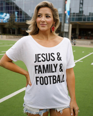 Jesus & Family & Football Slouchy Tee - Live Love Gameday®