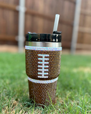 20 Oz. Crystal Football "Blinged Out" Tumbler (Pre-Order Ships 9/15) - Live Love Gameday®