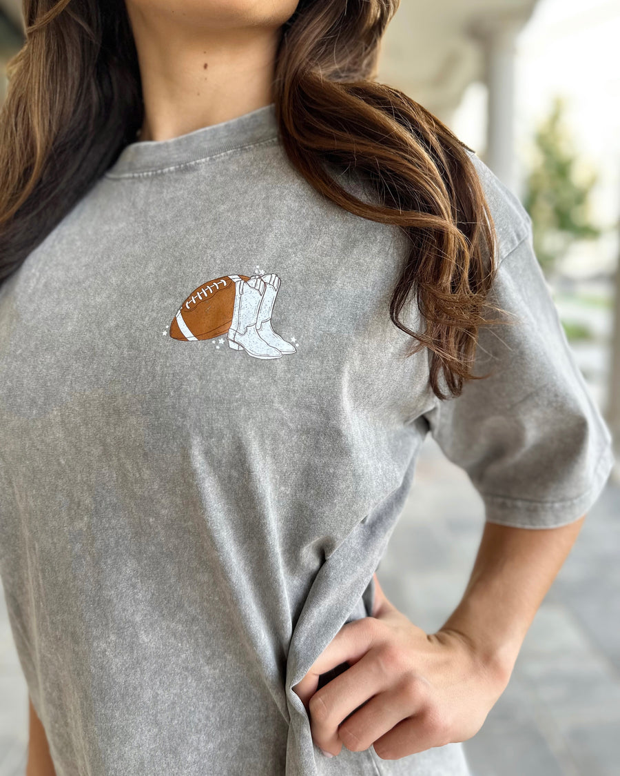 Football + Boots Tee (On Back) (Ships 9/30) - Live Love Gameday®