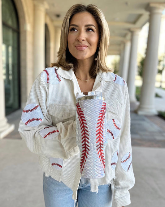 Baseball Cream Corduroy Jacket (Ships Approx. 11/30) - Live Love Gameday®