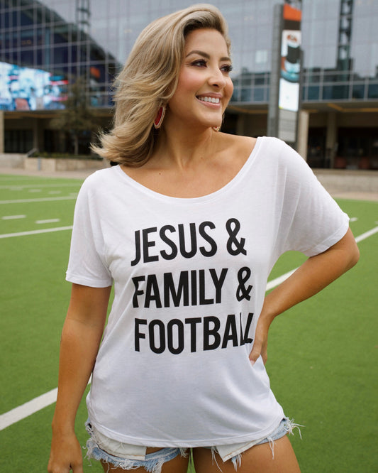 Jesus & Family & Football Slouchy Tee - Live Love Gameday®