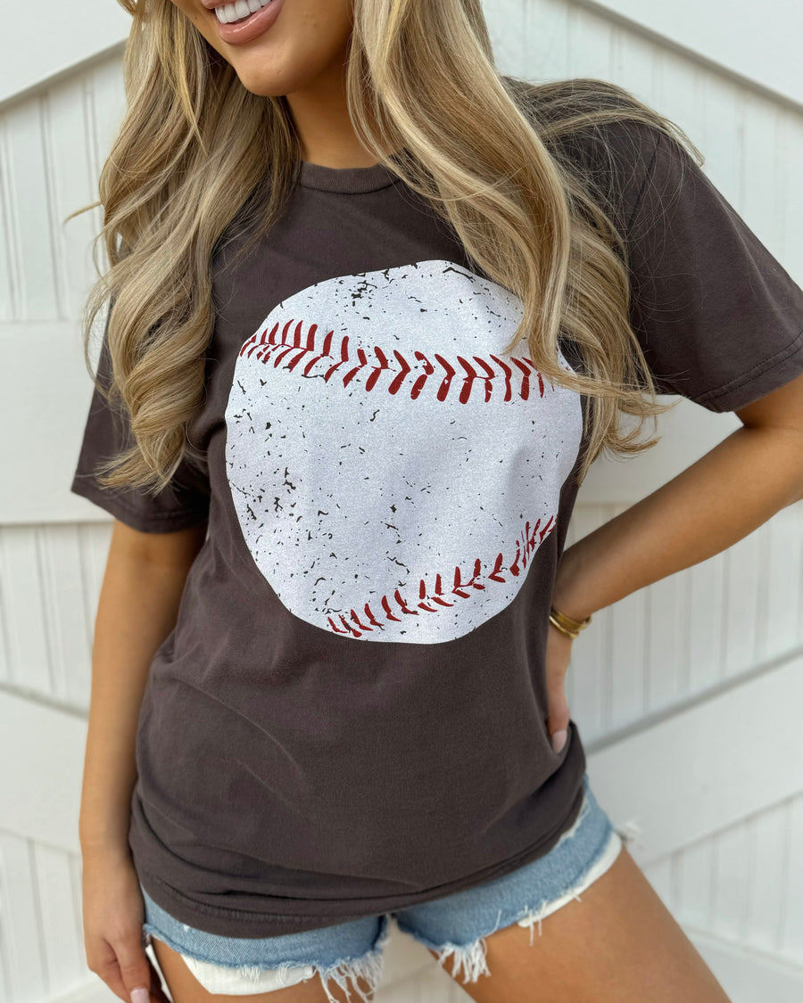 Large Distressed Baseball Washed Graphite Black Tee - Live Love Gameday®