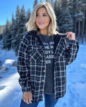 Black Sherpa-Lined Hooded Flannel (Ships Approx. 12/1) - Live Love Gameday®