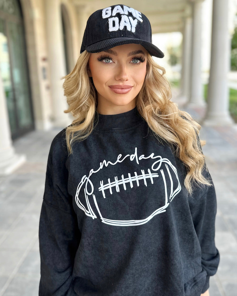 Black Football Game Day Graphic High-Neck Pullover (Ships 9/30) - Live Love Gameday®