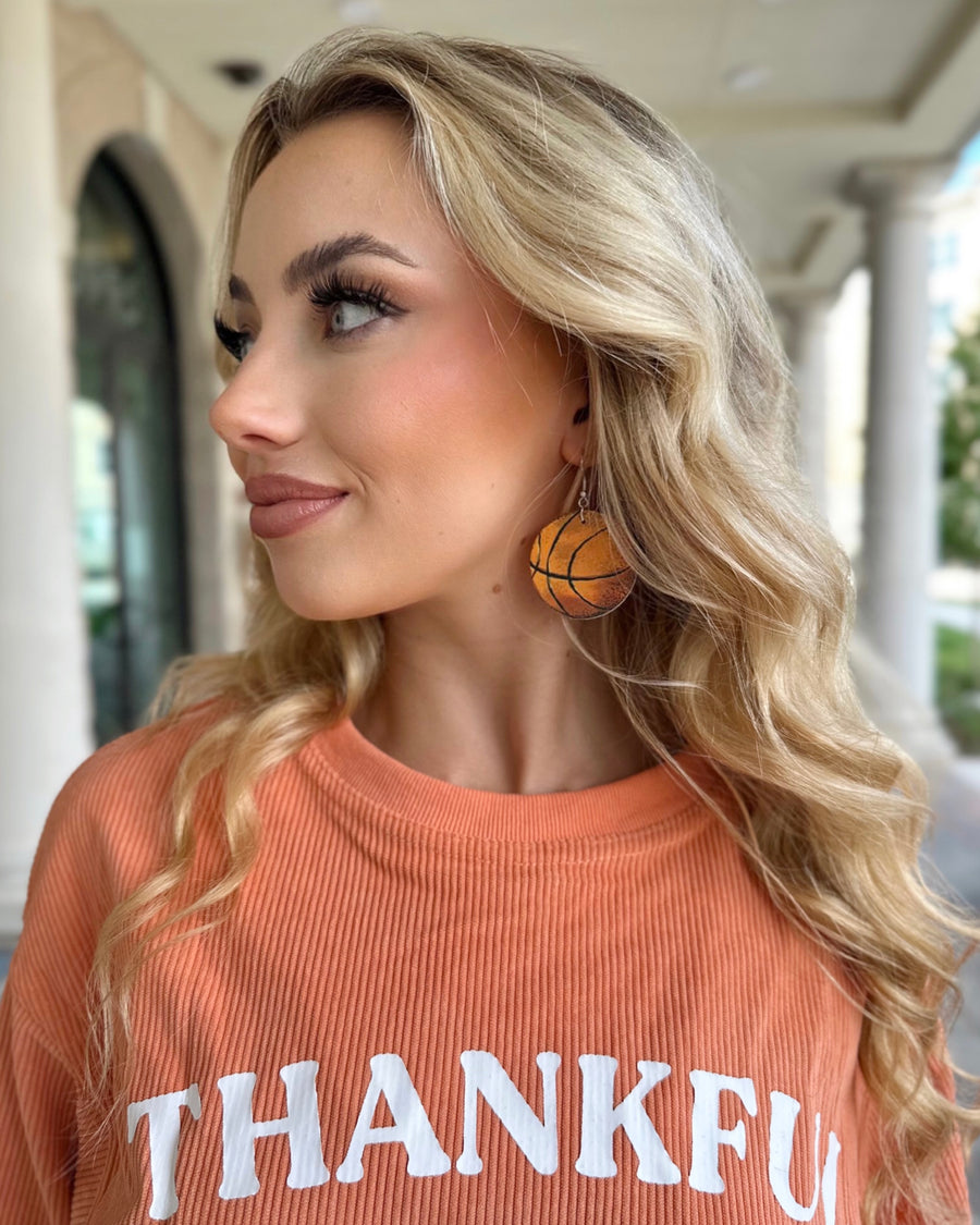 Lightweight Faux-Leather Basketball Earrings (Ships 9/25) - Live Love Gameday®