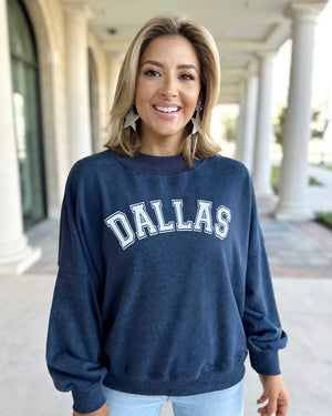 Throwback DALLAS Navy High-Neck Pullover - Live Love Gameday®