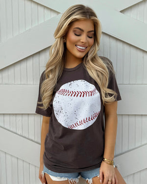 Large Distressed Baseball Washed Graphite Black Tee - Live Love Gameday®