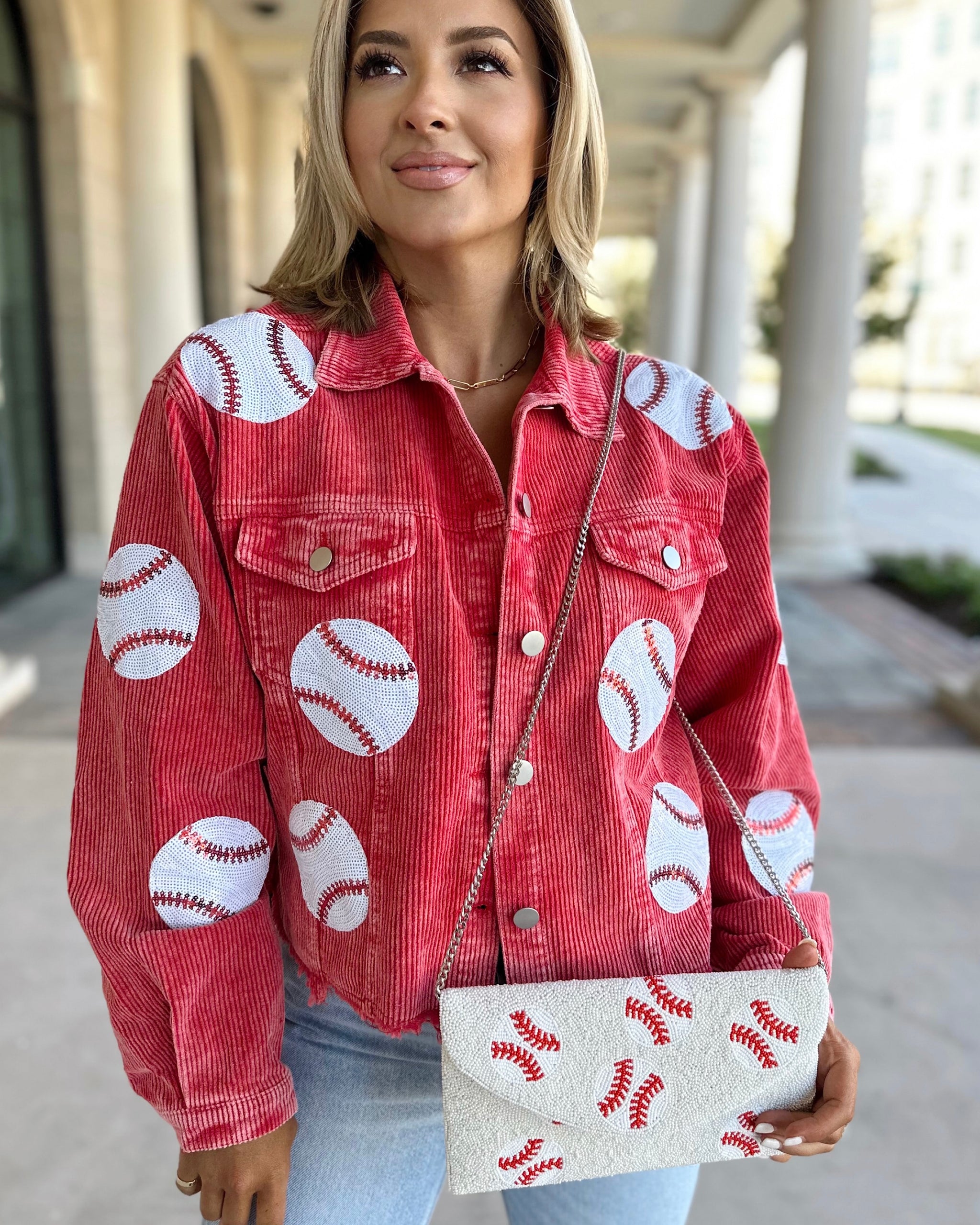 Baseball Red Corduroy Jacket (Ships Approx. 11/30) - Live Love