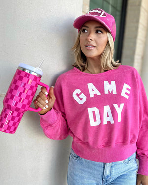 Hot Pink Sequin Football-Patch Cap (Ships Approx. 10/30) - Live Love Gameday®