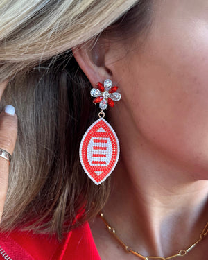 Red/White Seed Bead Football Earrings - Live Love Gameday®