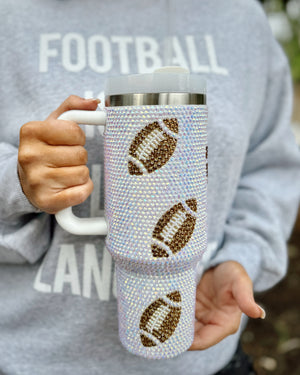 40 Oz. Crystal “All Over Footballs” Tumbler (Ships Approx. 2/15) - Live Love Gameday®