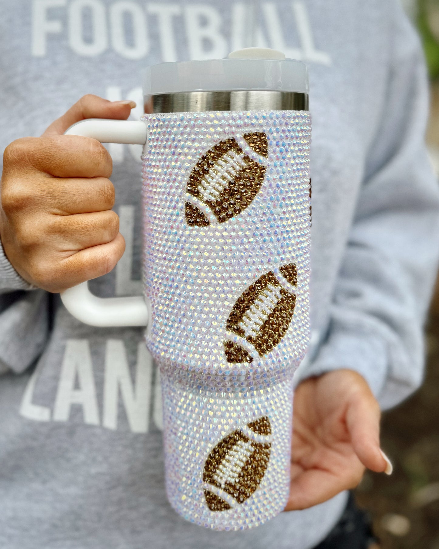 40 Oz. Crystal “All Over Footballs” Tumbler (Ships Approx. 2/15) - Live Love Gameday®