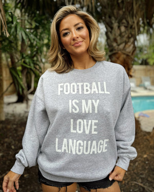 Cozy Gray Football Is My Love Language Pullover - Live Love Gameday®