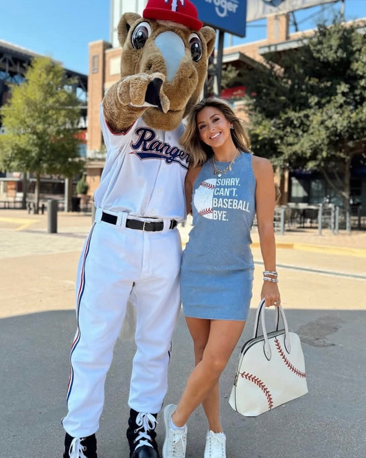 Sorry. Can't. Baseball. Bye. Dress