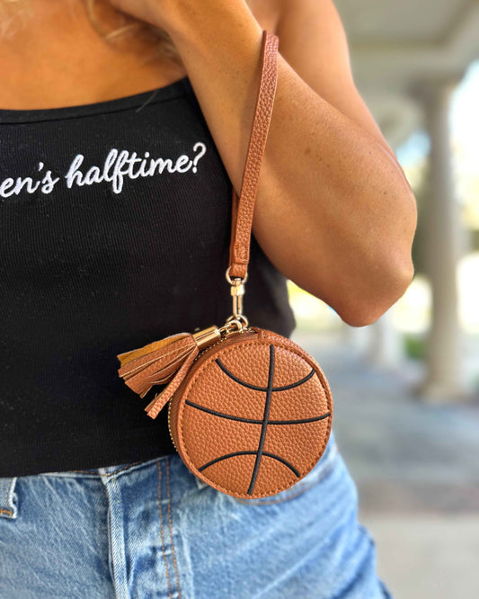Basketball Faux Leather Wristlet