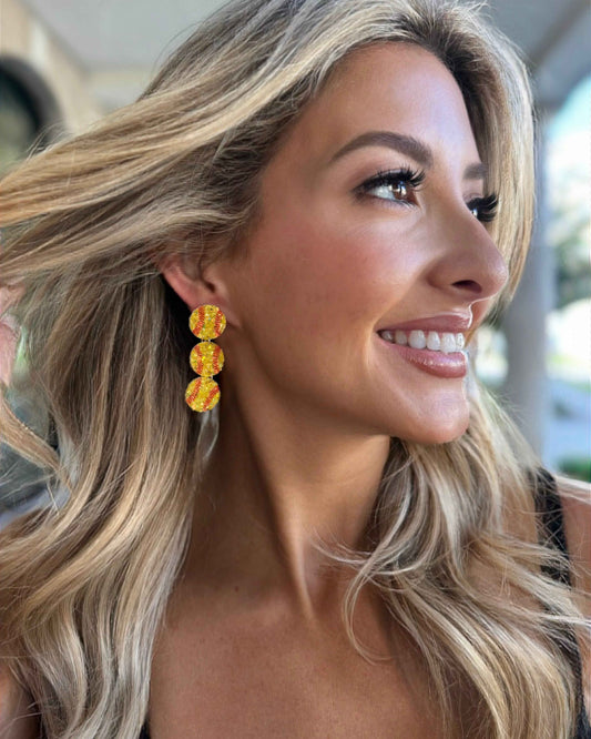 Glitter Triple Drop Softball Earring