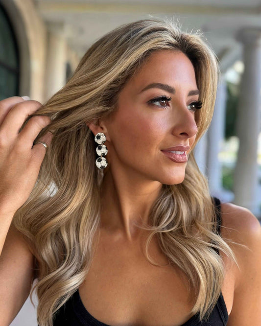 Glitter Triple Drop Soccer Earring