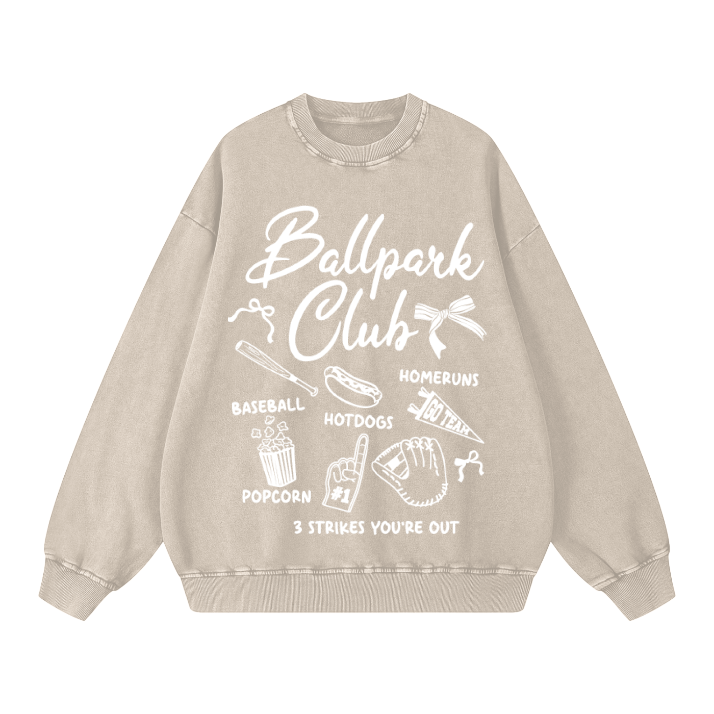 "Ballpark Club" Snow-Washed Oversized Sweatshirt