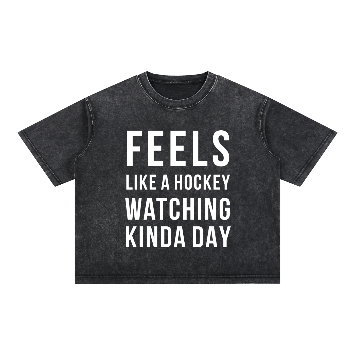 "Hockey Watching Kinda Day" Mineral Wash Boxy Cotton Tee