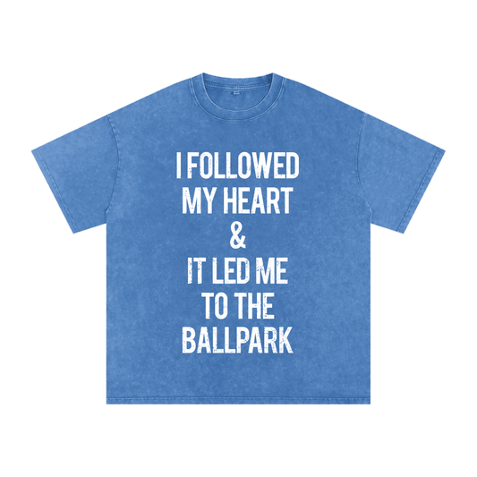 "I Followed My Heart" Snow Washed Oversized Cotton Tee