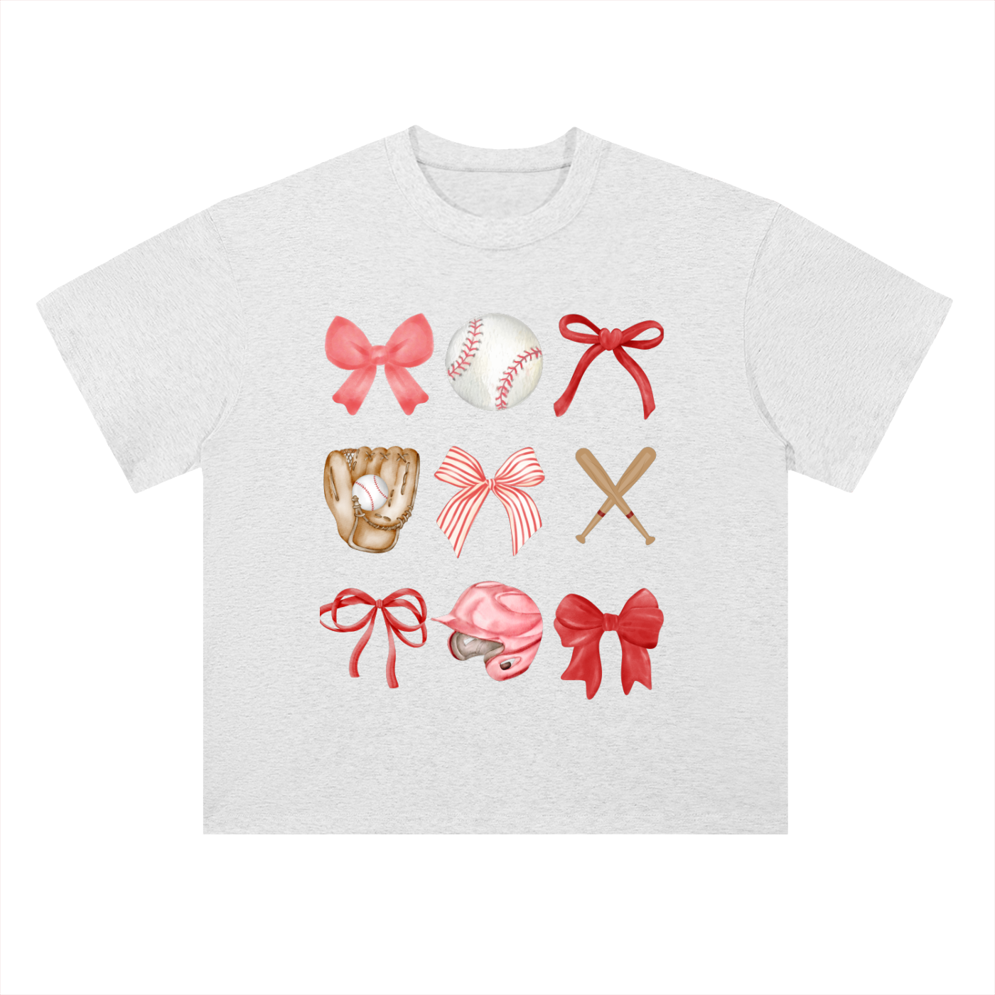 "Baseball Bows" Heavyweight Drop-Shoulder Cotton Tee