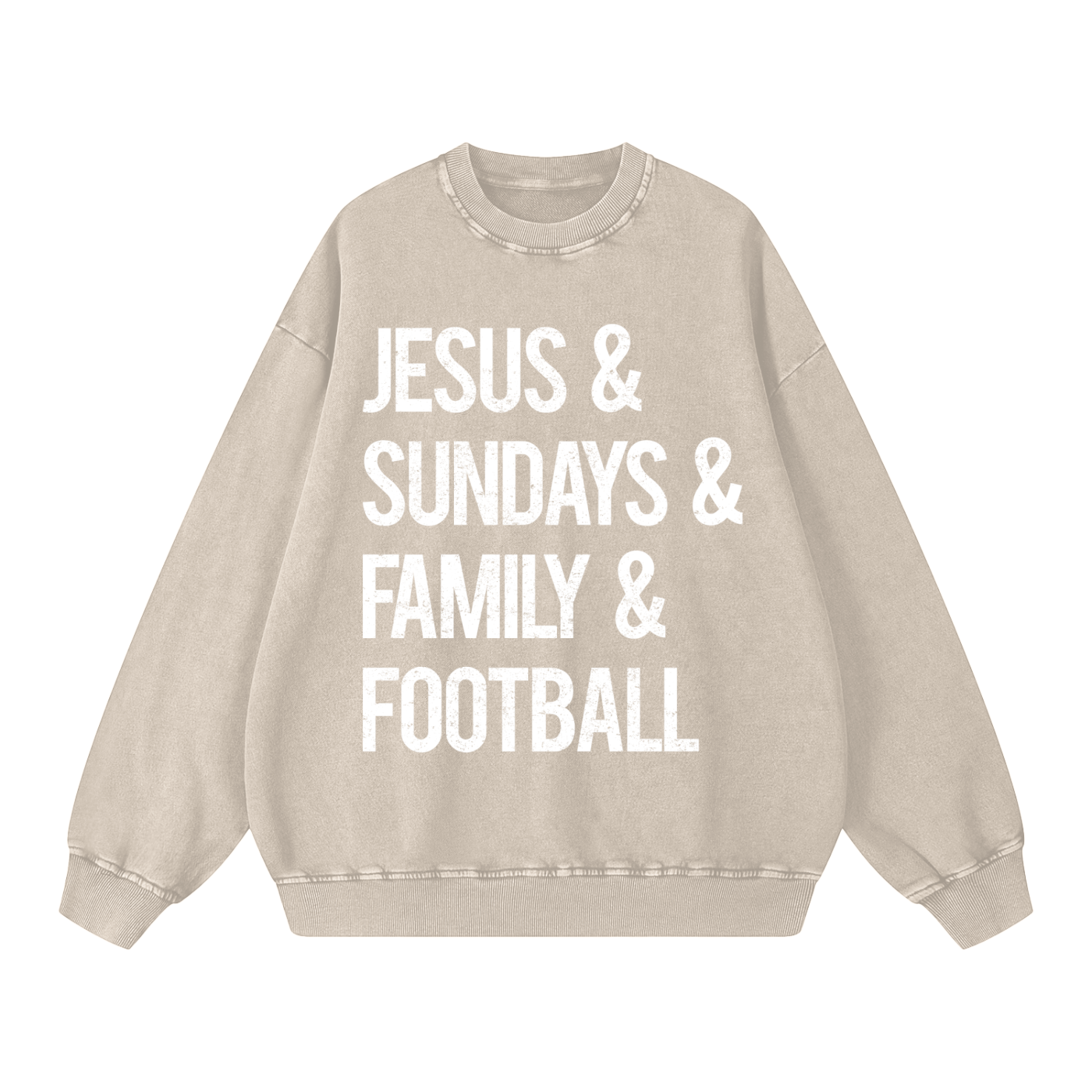 "Jesus & Football" Snow-Washed Oversized Sweatshirt