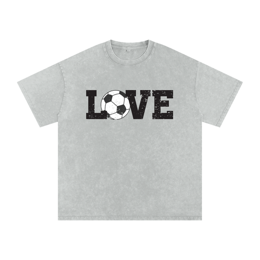 "Soccer Love" Snow Washed Oversized Cotton Tee