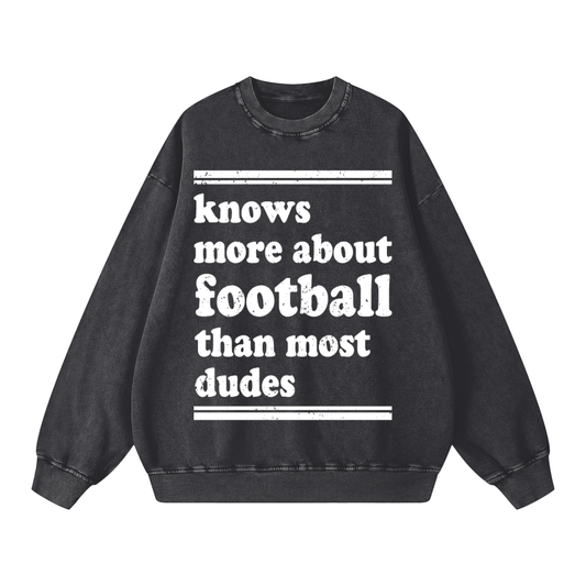 "Football Dudes" Snow-Washed Oversized Sweatshirt