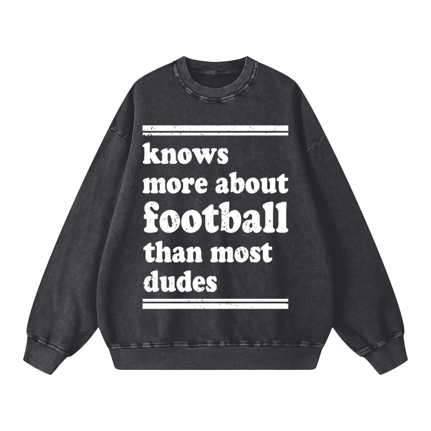 "Football Dudes" Snow-Washed Oversized Sweatshirt