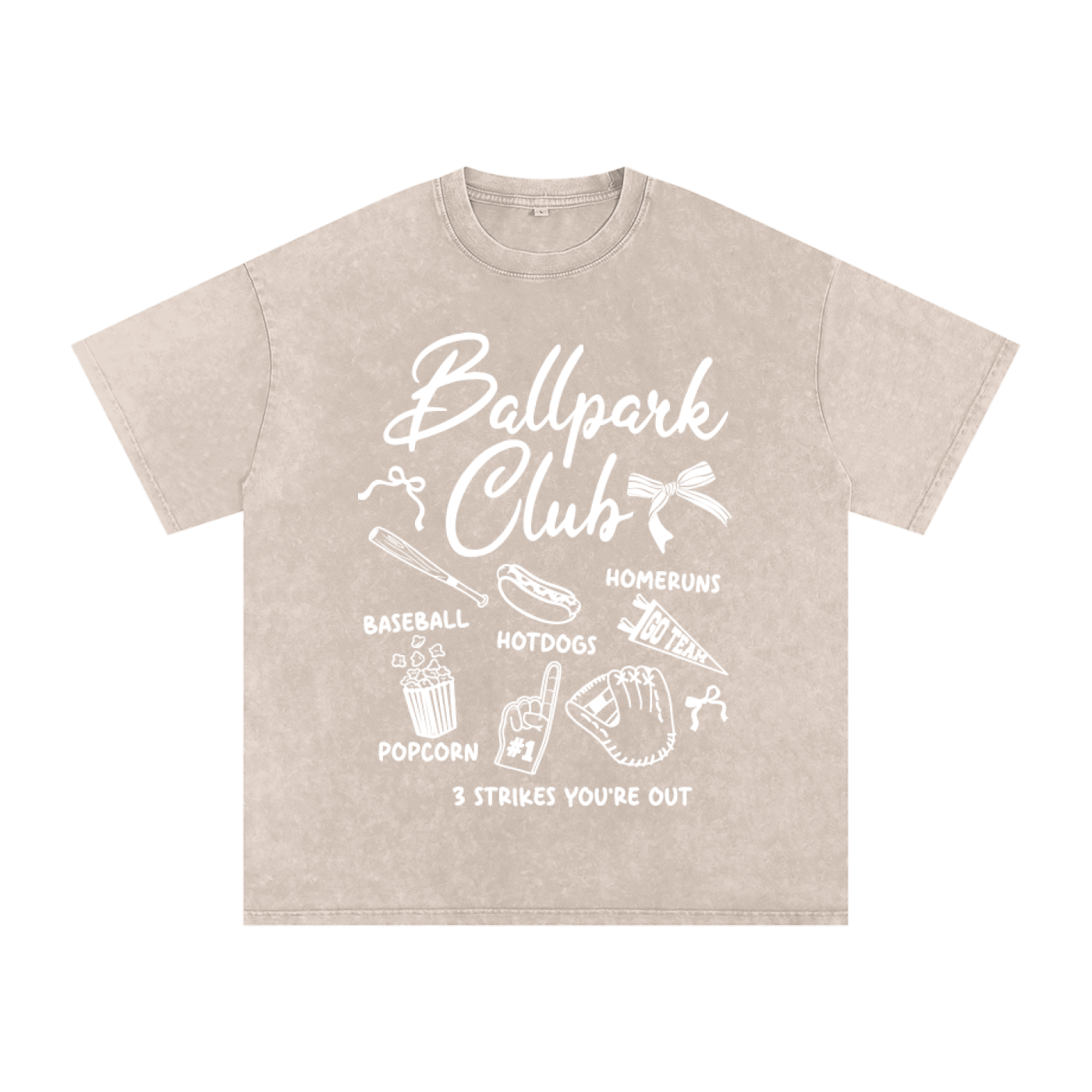 "Ballpark Club" Snow-Washed Oversized Cotton Tee