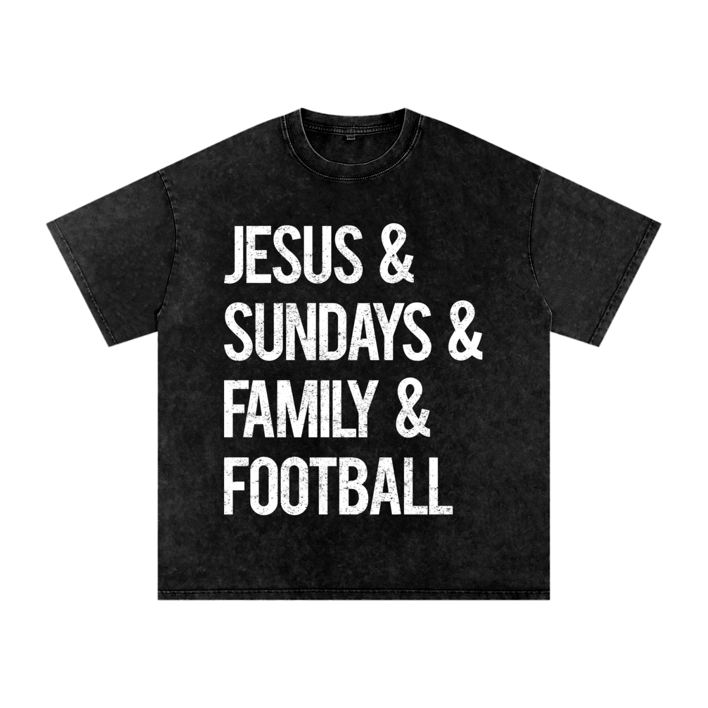 "Jesus & Football" Snow-Washed Oversized Cotton Tee