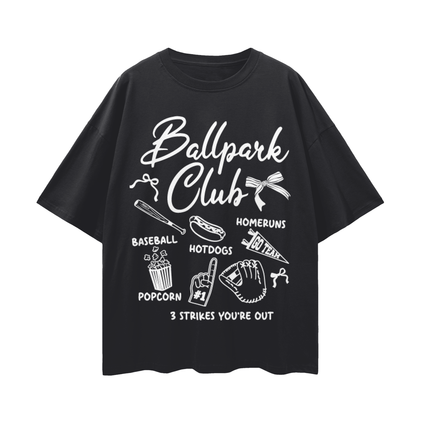 "Ballpark Club" Streetwear Loose Drop-Shoulder Tee