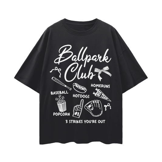 "Ballpark Club" Streetwear Loose Drop-Shoulder Tee