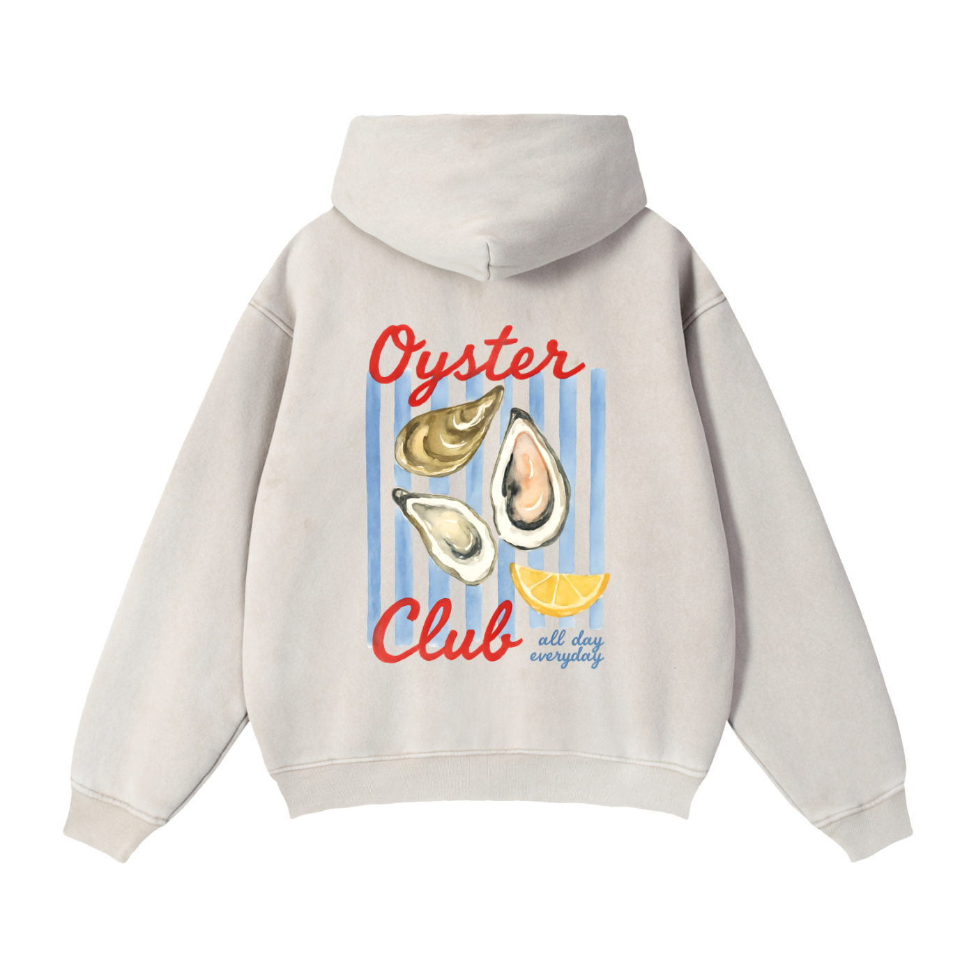 "Oyster Club" Zip-Through Boxy Fleece Hoodie