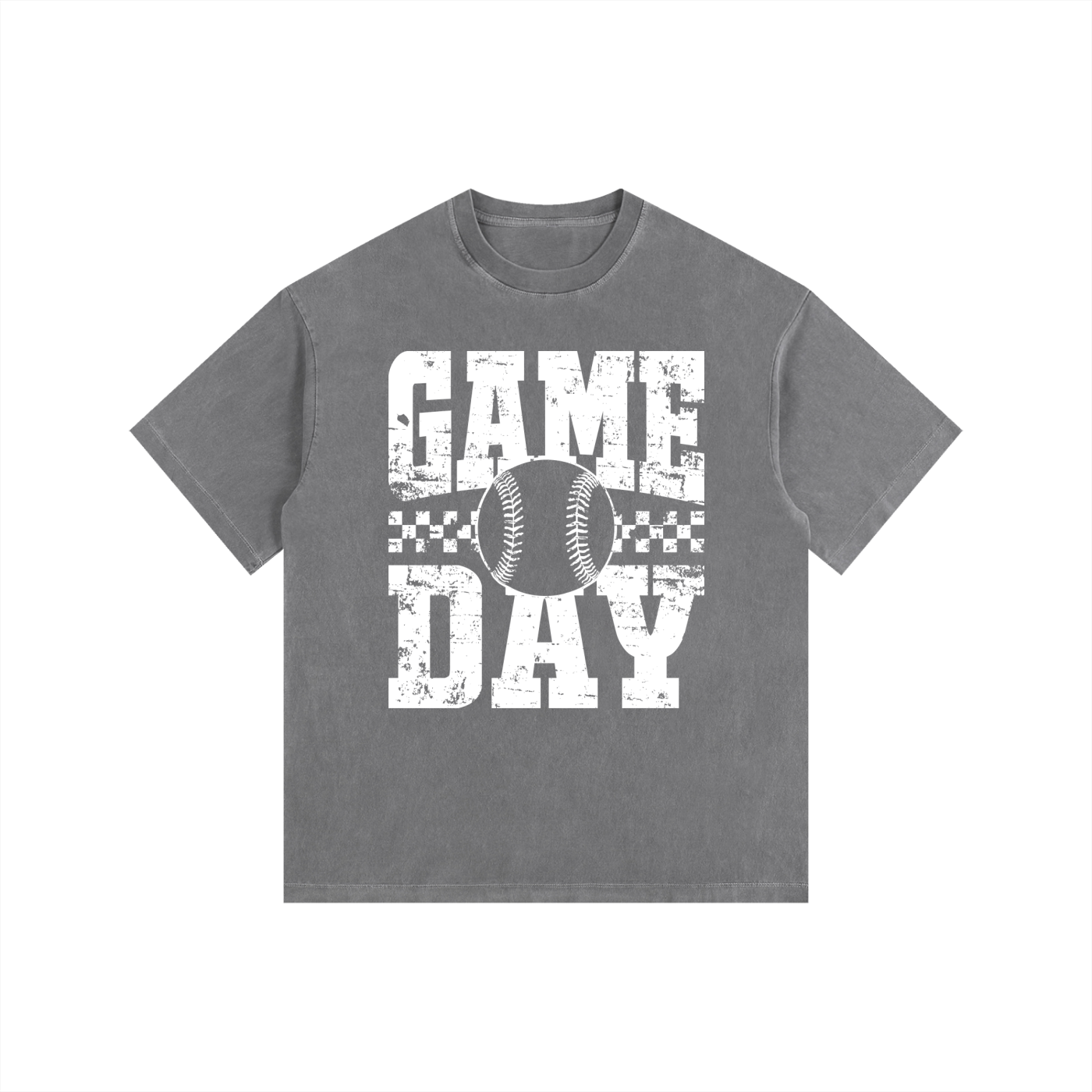 Baseball/Softball "Game Day" Vintage-Washed Oversized Cotton Tee