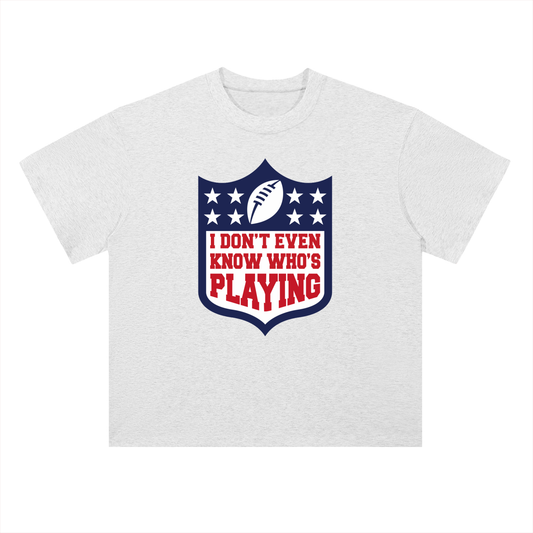 "Who Is Playing?" Heavyweight Drop-Shoulder Cotton Tee
