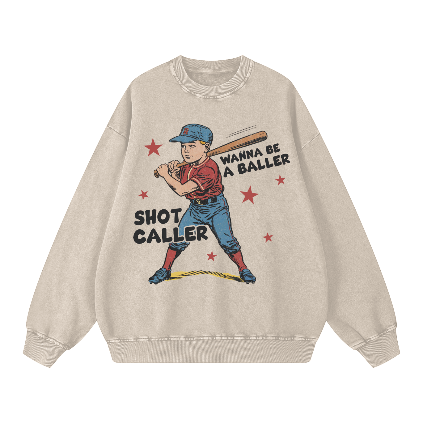 "Wanna Be A Baller" Snow-Washed Oversized Sweatshirt