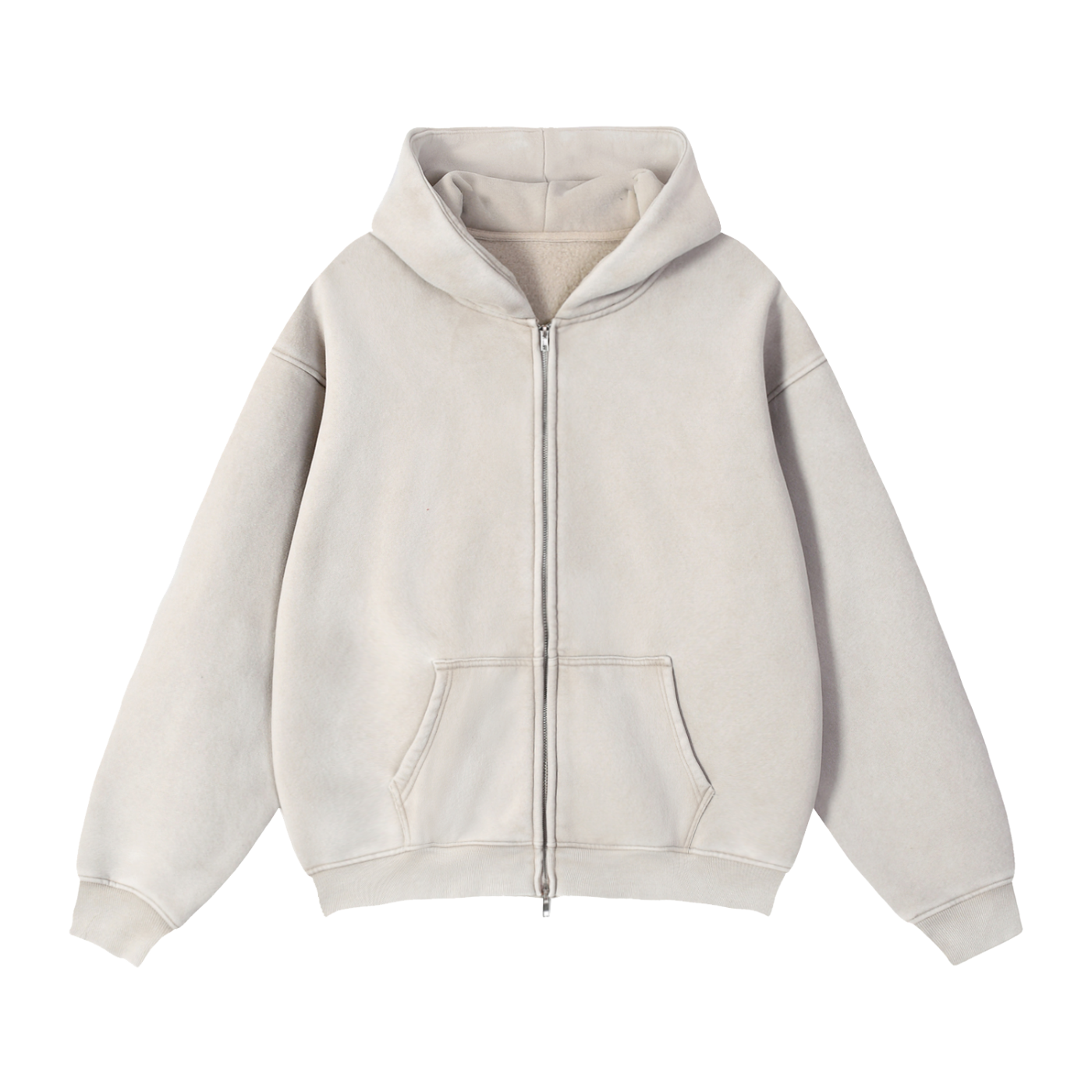 "Oyster Club" Zip-Through Boxy Fleece Hoodie