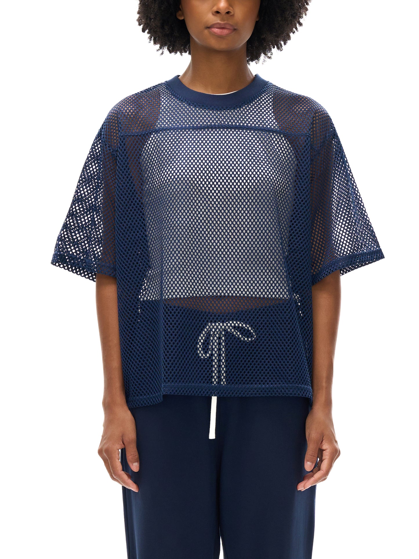 "Baseball Dudes" See-Through Boxy Net Top