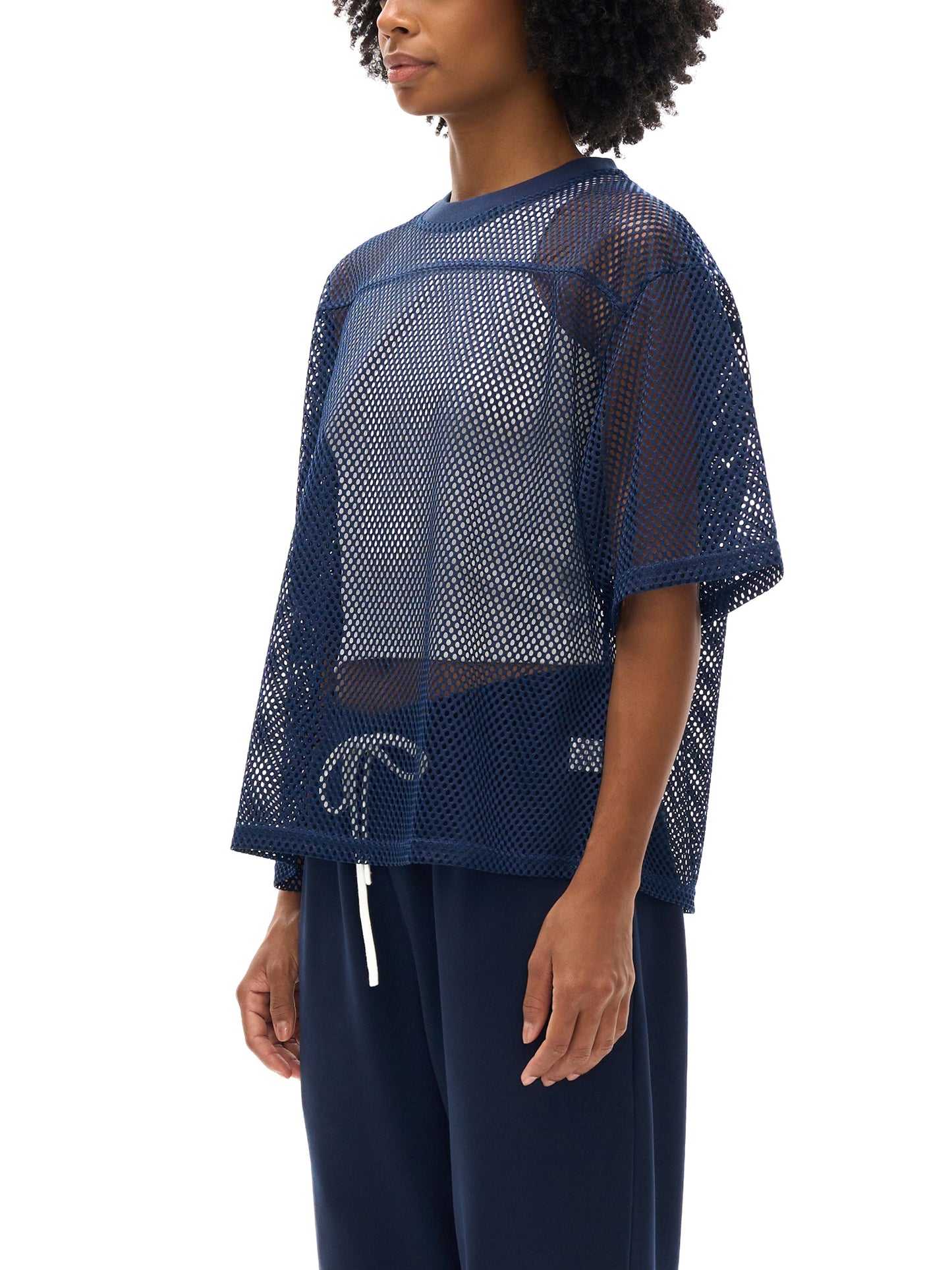 "Floral Glove" See-Through Boxy Net Tee