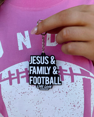 3D Silicone “Jesus & Family & Football” Black Keychain - Live Love Gameday®
