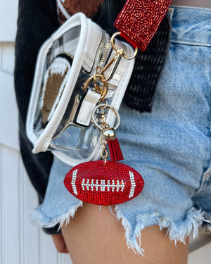 Red Crystal Football Keychain (Pre-Order Ships 8/30) - Live Love Gameday®